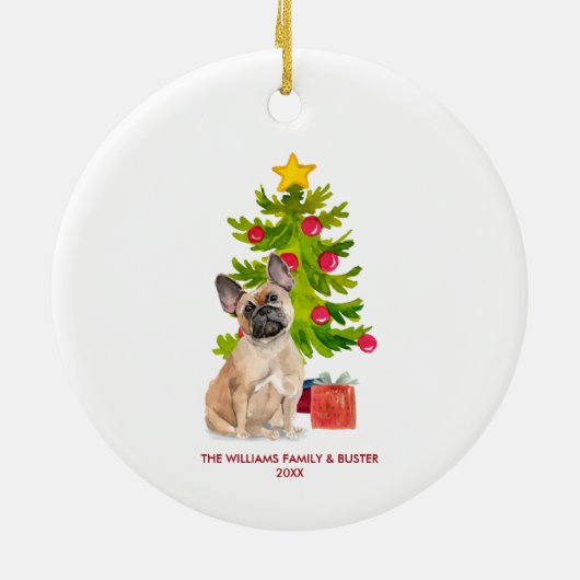 Bulldog-Hund Personalisiert Weihnachten Keramik Ornament (Hinten)