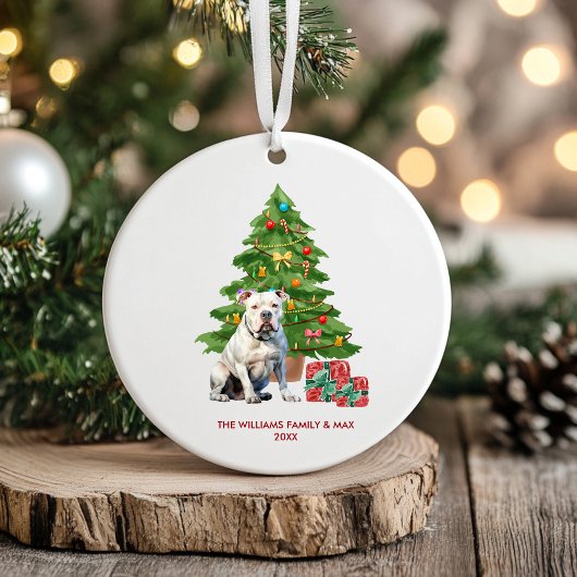 Bulldog Hund Personalisiert Weihnachten Keramik Ornament