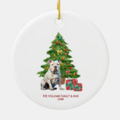 Bulldog Hund Personalisiert Weihnachten Keramik Ornament (Hinten)