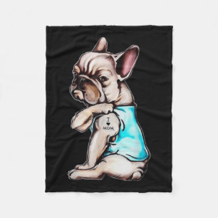 Bulldog Hund Tattoo I Liebe Mama Mütter Tag L Fleecedecke