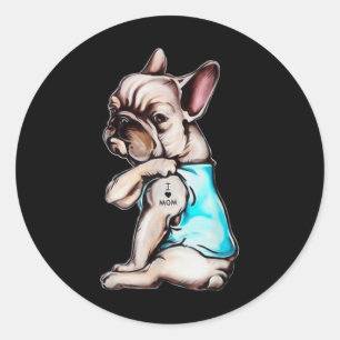 Bulldog Hund Tattoo I Liebe Mama Mütter Tag L Runder Aufkleber