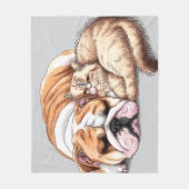 Bulldog Hund und Cat Fleece Blanket Liebe Cuddle (Vorderseite)