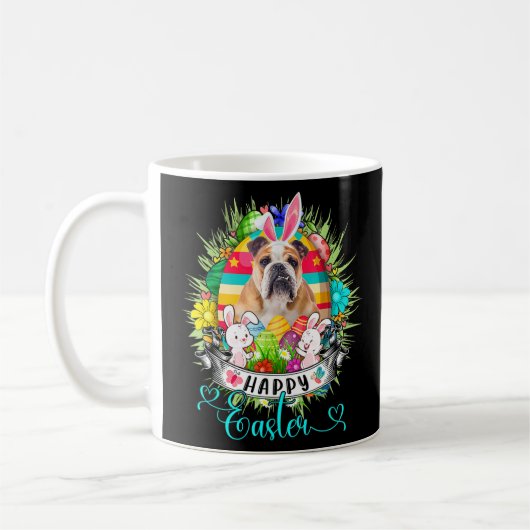 Bulldog Hund zu Ostern Eier Basket Bunnies Happy E Kaffeetasse (Links)