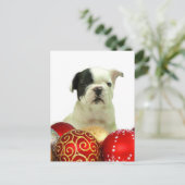 Bulldog-Hündchen Feiertagspostkarte (Stehend Vorderseite)