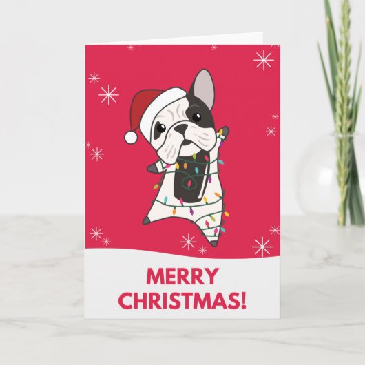 Bulldog Hunde Frohe Weihnachts Winter Tiere Karte (Vorderseite)