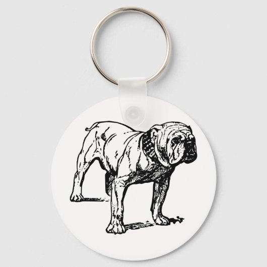 Bulldog-Hunde-Geschäft Schlüsselanhänger (Vorderseite)