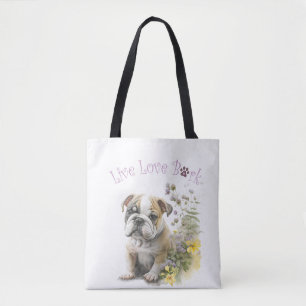 Bulldog-Hundemama-Blumenmuster Tasche