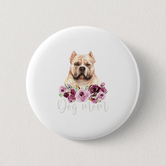 Bulldog-Hundemutter Florale Bully-Mama Button (Vorderseite)