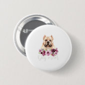 Bulldog-Hundemutter Florale Bully-Mama Button (Vorne & Hinten)