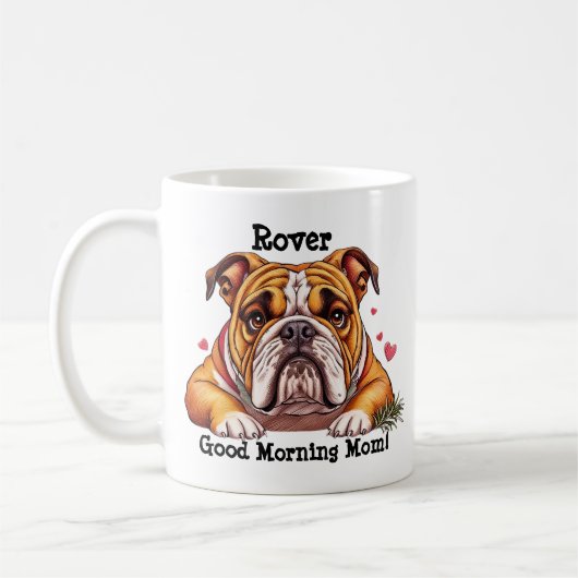 Bulldog, Hundename hinzufügen, Foto ändern Kaffeetasse (Links)