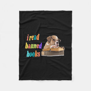Bulldog I lese verbotene Bücher Fleecedecke