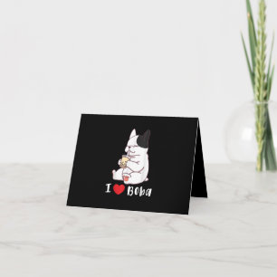 Bulldog-I-Liebe Boba Bubble Milk Tee Dog Cut Karte