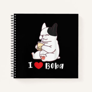 Bulldog-I-Liebe Boba Bubble Milk Tee Dog Cut Notizblock