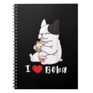 Bulldog-I-Liebe Boba Bubble Milk Tee Dog Cut Notizblock