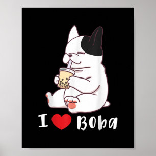 Bulldog-I-Liebe Boba Bubble Milk Tee Dog Cut Poster