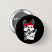 Bulldog I Liebe Mama Tattoo Button (Vorne & Hinten)