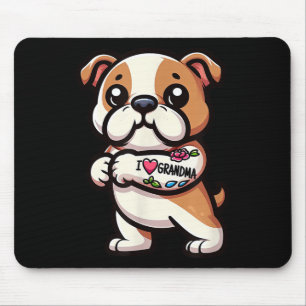 Bulldog I Liebe Oma Funny Dog Tattoo Mousepad