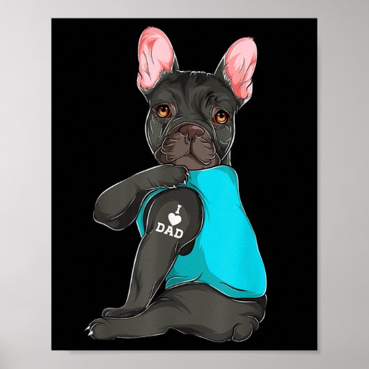 Bulldog I Liebe Vater Tattoo Apparel, Hund Vater Poster (Vorne)