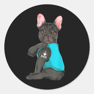 Bulldog I Liebe Vater Tattoo Apparel, Hund Vater Runder Aufkleber