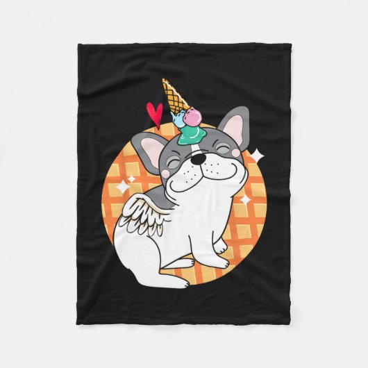 Bulldog Ice Creme Frenchie Geburtstag Fleecedecke (Vorderseite)