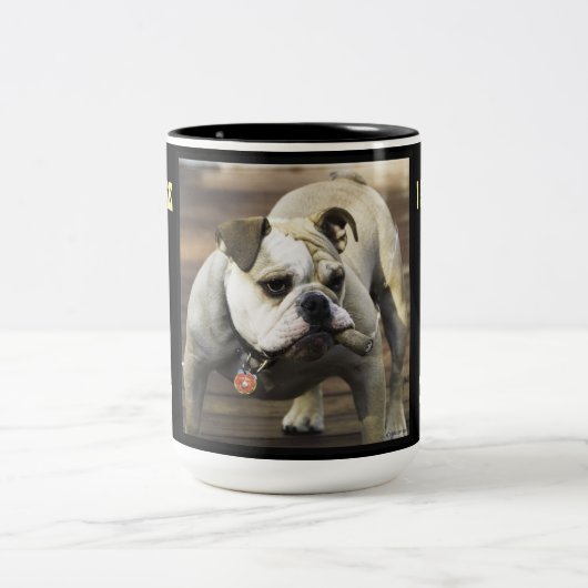 BULLDOG / ICH TRINKEN UND KUDDLE AUCH MIT DEN LADI ZWEIFARBIGE TASSE (Mittel)