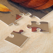 Bulldog im Herbst hinterlässt Erntedank Kunst Puzzle (Seite)