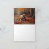 Bulldog im Herbst Leaves Fall Inspiriert Karte (Innenseite)