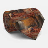 Bulldog im Herbst Leaves Fall Inspiriert Krawatte (Gerollt)