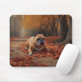 Bulldog im Herbst Leaves Fall Inspiriert Mousepad (Mit Mouse)