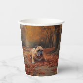 Bulldog im Herbst Leaves Fall Inspiriert Pappbecher (Vorderseite)