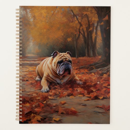Bulldog im Herbst Leaves Fall Inspiriert Planer (Vorderseite)