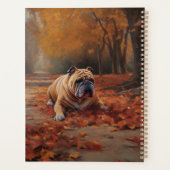 Bulldog im Herbst Leaves Fall Inspiriert Planer (Rückseite)