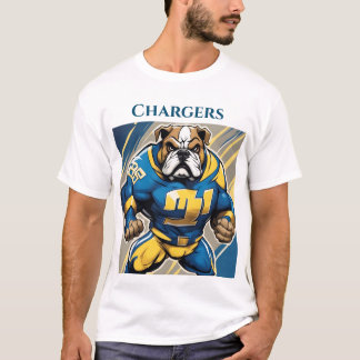 Bulldog in Chargers Colored Cersey T - Shirt
