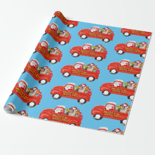 Bulldog in Christmas Delivery Truck Geschenkpapier