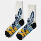 Bulldog in den Blume Socken (Linkes Detail)
