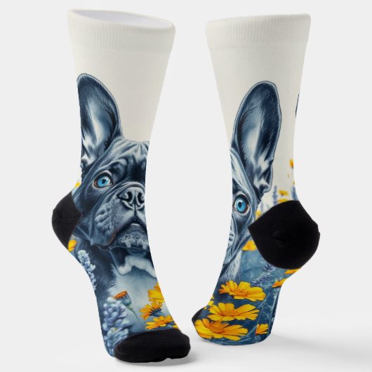 Bulldog in den Blume Socken (Gewinkelt)