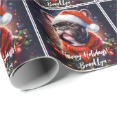Bulldog in der Weihnachtsmannmütze Geschenkpapier (Rolleneckpunkt)