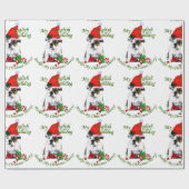 Bulldog in der Weihnachtsmannmütze Weihnachten fro Geschenkpapier (Flach)