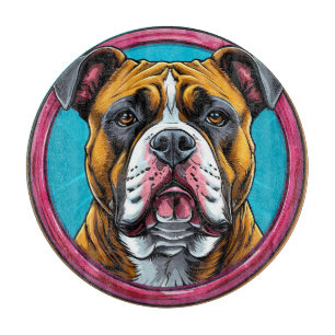 Bulldog in einem kreisförmigen dekorativen Design  Schneidebrett