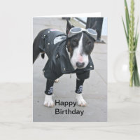 Bulldog in Gothic Outfit Happy Birthday Card
