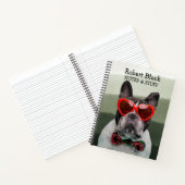 Bulldog in Herzbrille und Bugs-Krawatte-Notebook Notizblock (Innenseite)