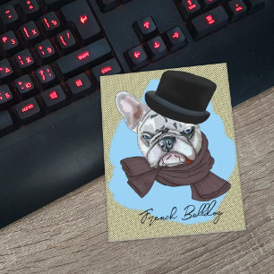 Bulldog in Hut und Schal Postkarte
