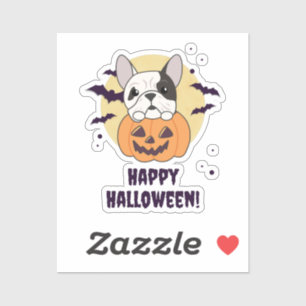 Bulldog in Pumpkin Niedliche Hunde glücklich Hallo Aufkleber