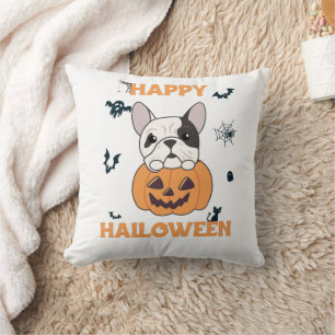 Bulldog in Pumpkin Niedliche Hunde glücklich Hallo Kissen
