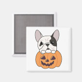 Bulldog in Pumpkin Niedliche Hunde glücklich Hallo Magnet (Vorderseite/Rückseite)
