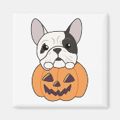 Bulldog in Pumpkin Niedliche Hunde glücklich Hallo Magnet (Vorne)