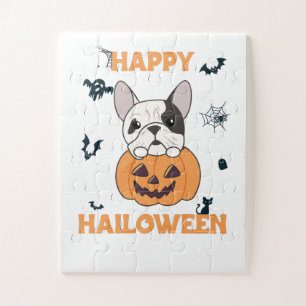 Bulldog in Pumpkin Niedliche Hunde glücklich Hallo Puzzle