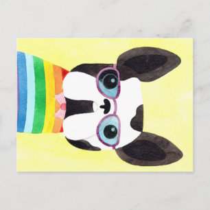 Bulldog in Rainbow T - Shirt Postkarte