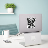 Bulldog in Schatten Aufkleber (Laptop auf Schreibtisch)