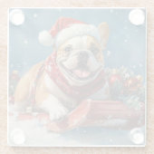 Bulldog in Sledge Lass es Schnee Weihnachten Glasuntersetzer (Rückseite)